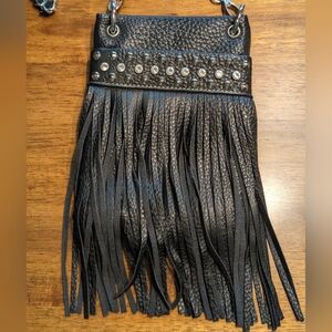 P & G Collection Black Crossbody w/Fringe
